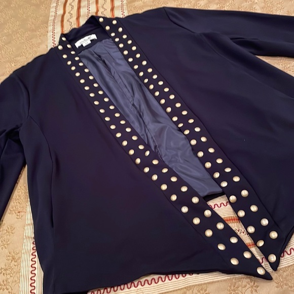 Simply Noelle Jackets & Blazers - Simply Noelle jacket, navy, gold button trim, rayon blend, S/M